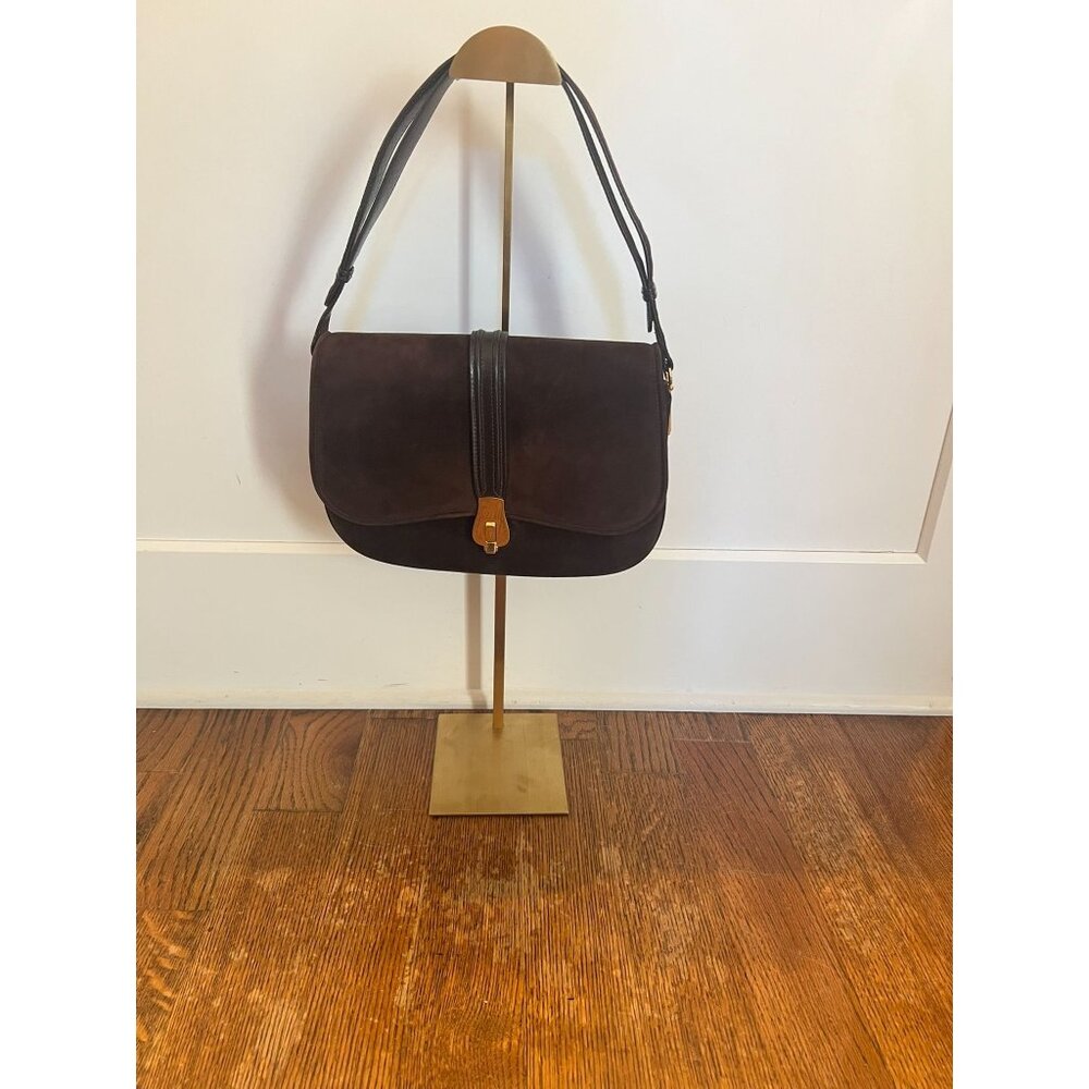Gucci Vintage Brown Suede Shoulder Bag